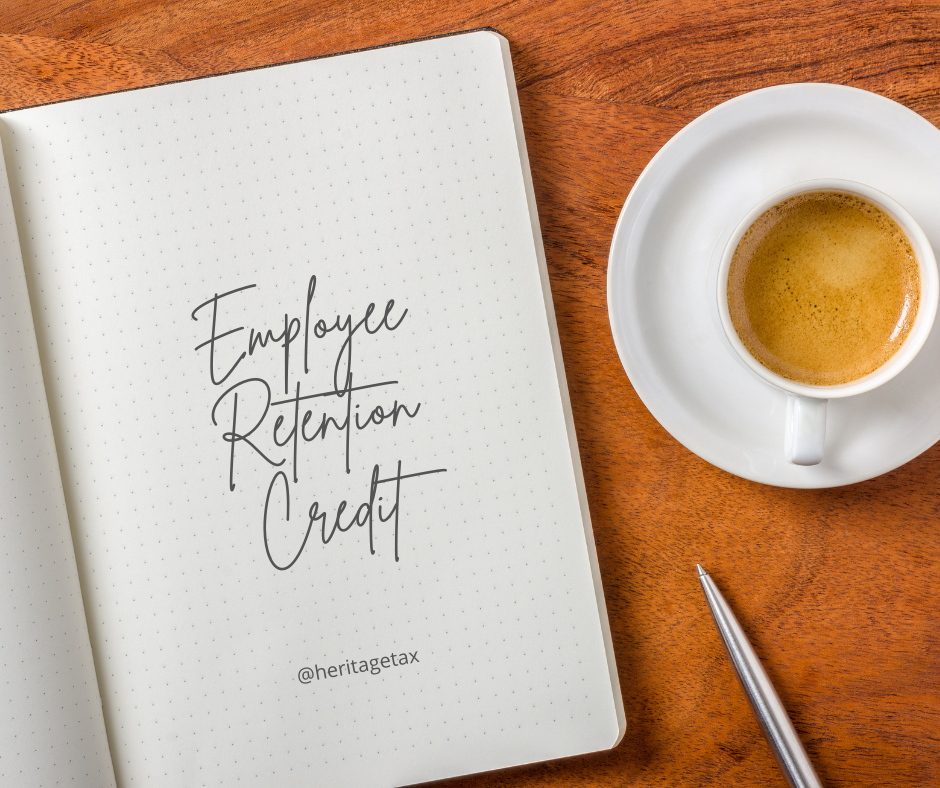 Employee Retention Credit notebook and coffee